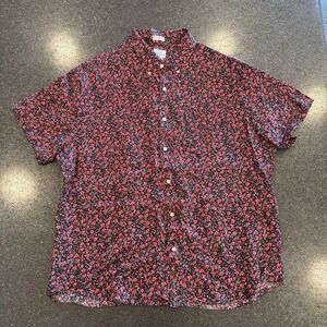 2023 J.CREW Shirt Mens 100% Linen Floral SS Classic Fit Red Button Down - XL EUC
